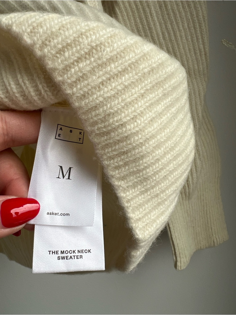 Classic Cream Ribbed Mock Neck Sweater - Picture 7 of 10